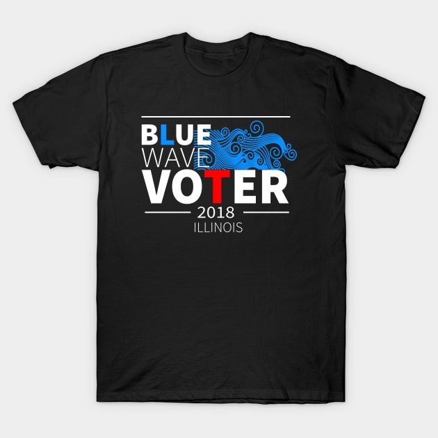 Blue Wave Voter 2018 Illinois T-Shirt by lisalizarb